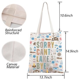 Lake Lover Gifts Sorry Can’t Lake Bye Tote Bag Handle Bag Lake Day Vibes Gift Beach Life Shopping Bag Summer Vacation Gift (C-Lake Bye tote)