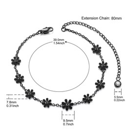 LEGENTLISUR Rose Gold/Gold/Gunmetal/Stainless Steel Color Daisy Ankle Bracelets for Women Cute Flower Anklet Adjustable Anklet Jewelry Gifts for Women, Inches, Stainless Steel, no gemstone