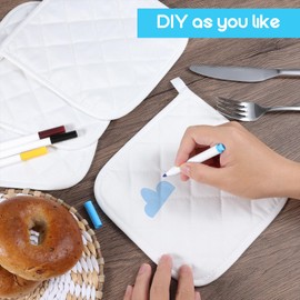 24 Set Decorate Your Own Pot Holders White Blank Pot Holders Bulk Back To School DIY Craft Project Set with 24 Pcs Graffiti Pens Provided, Sunday School Crafts Fun Activities, Fun Kids Craft Project