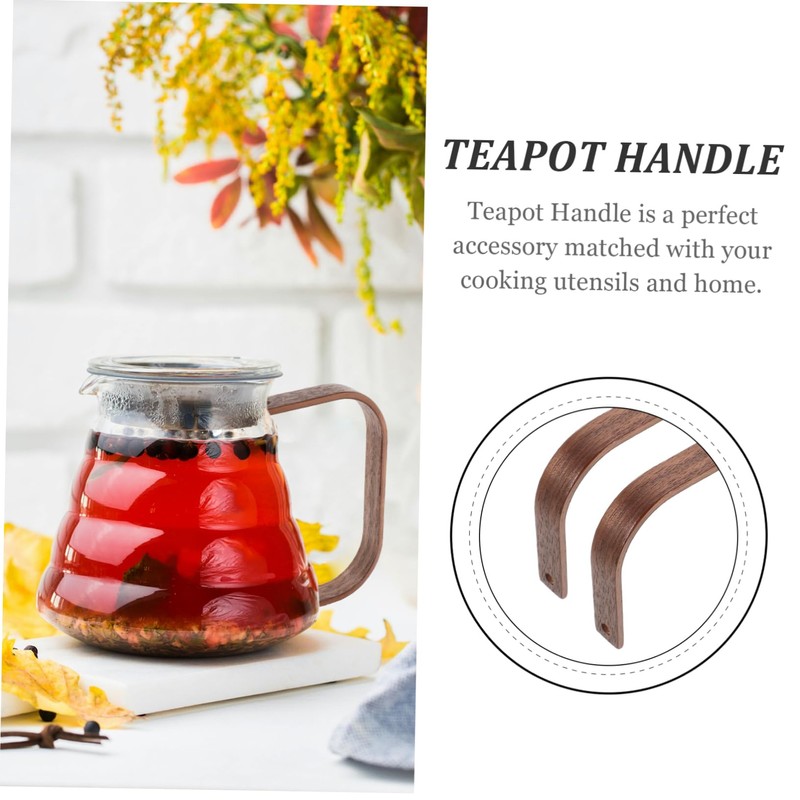 SHOWERORO 2pcs Retro Wooden Teapot Handle Replacement Ergonomic Kettle Grip