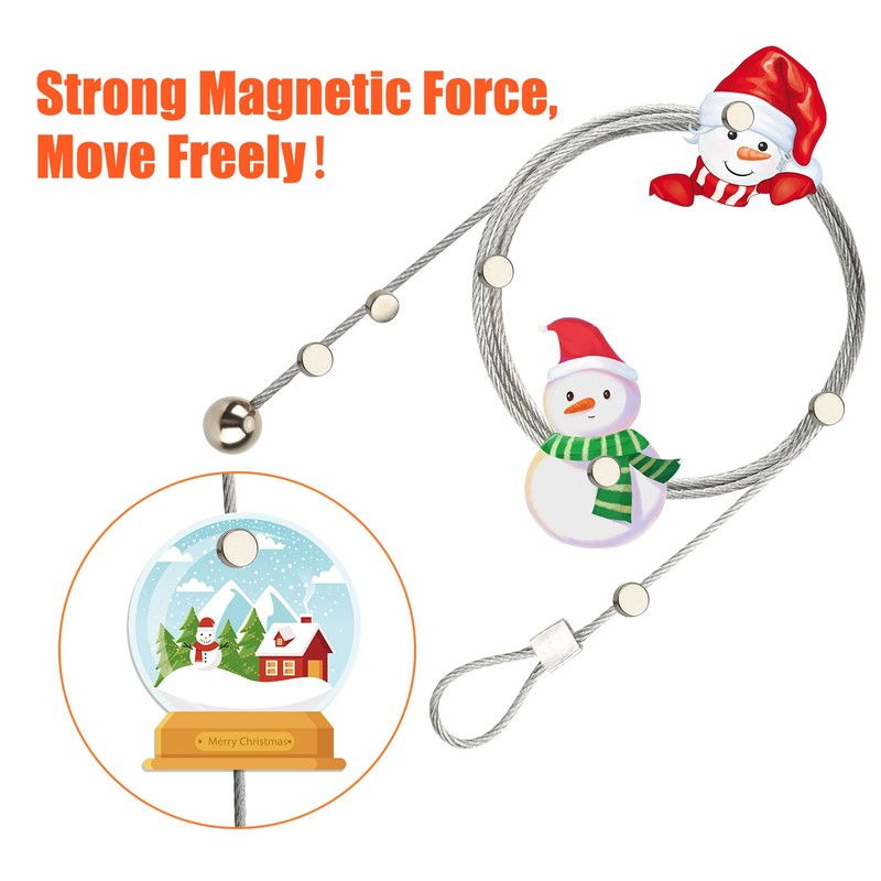 OOTSR 2Pcs Photo Hanging Wire and 24Pcs Mini Magnets, 1.5m(4.9ft)