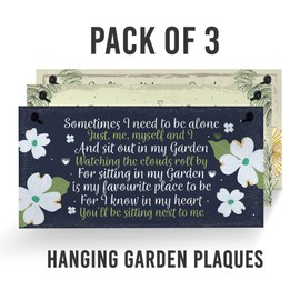 Red Ocean Garden Memorial PACK OF 3 Hanging Signs For Outside, Memorial Remembrance Plaques For Garden, Garden Shed Memorial Signs, Gifts For Mum Dad Nan Grandad