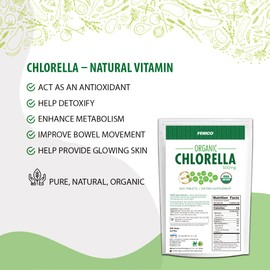 FEBICO Chlorella Tablets 500mg, 500ct, 83 Days - USDA Organic, Vegan, Food,Non-GMO, Detox, Broken Cell Wall by Taiwan