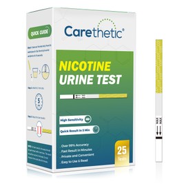 [25 Pack] Carethetic Nicotine Testing Kit at Home - Highly Sensitive Nicotine Cotinine Tobacco Urine Test Strips for Home - Nicotine Urine Test Strips Detection at 200 ng/mL
