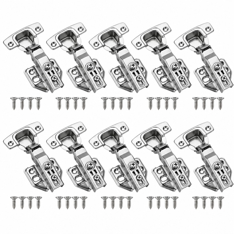 10PCS Stainless Steel Soft Close Cabinet Door Hinges with Screws