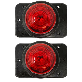 All Star Truck Parts] 2x 2.5 Round Red Led Clearance Side Marker Rear Bumper Fender Mount Lights Kit Light 6 Screw Rubber Mount Wire Pigtail Truck Trailer Rv Waterproof 12V Sealed