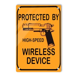 Glad grace GONEI Aluminum Protected High Speed Wireless Device Sign 8 x 12 Inches Aluminum Warning Metal Signs, Indoor or Outdoor Use for Home Business, UV Protected & Waterproof