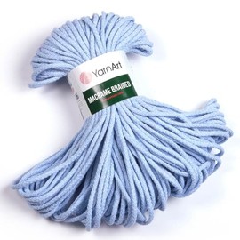 YarnArt Macrame Braided 5MM - YarnArt Macrame Braided Pastel and Vivid Colors 5MM Soft Cotton Content to Design Wall Hangings, Table Runners, Cushion Covers, Rugs and Accessories (760)