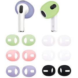BLUEWALL Fit in Case Ear Cover Eargel Ear Tips Compatible with AirPods 3, Anti Slip Earbud Covers Tips Compatible with AirPods 3, 6 Pairs White Black Clear Pink Purple Green
