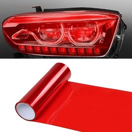 awlbed 1 PC Car Front Road Light Film, Bright Fog Light Tail Light Color Changing Protective Film, Self-Adhesive Shiny Auto Accessories, Universal for Most Cars, Trucks, SUVs (Red)