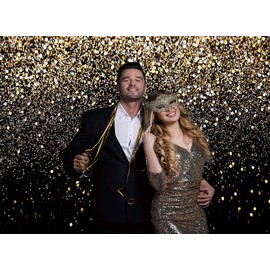 CHAIYA 10X8ft 2025 New Year Backdrop Black and Gold Backdrop Golden Spots Backdrop Vinyl Photography Backdrop Vintage Astract Background for Family Birthday Party Backdrop New Year Party Backdrop