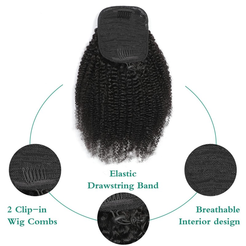 Afro Kinky Curly Drawstring Ponytail 4C for Black Women Afro