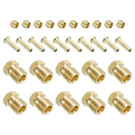 PATIKIL 2.5mm ID 4mm OD Tube Compression Assortment Kit, 15 Set Brass Compression Sleeve Ferrule & Insert & Nut for Water Oil Air Pipe
