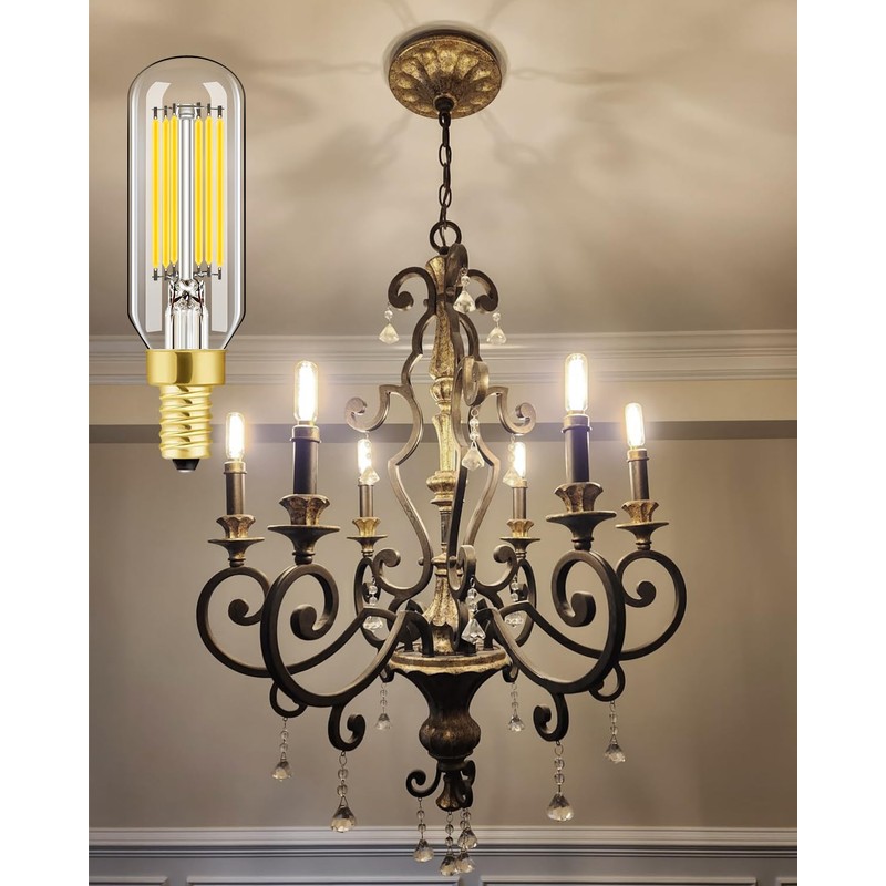 Dimmable E12 LED Bulbs 6W, T6 Edison Light Bulbs Soft