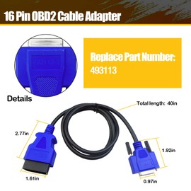 OBD2 Cable Adapter 493113 16-Pin Fit for Nexiq USB Link 2 and Nexiq USB Link 3 J1962 Vehicles for Ford for GM for Dodge for Volvo Mack for Isuzu for Hino