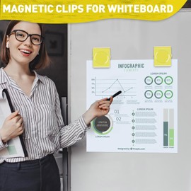 Grtard Strong Magnetic Clips, 2.2 Inch Extra Large Magnetic Clips Heavy Duty, 8Pack Magnet Clip for Fridge, Clip Magnets for Refrigerator, Whiteboard, Classroom, Kitchen, Office Organizer (Yellow)