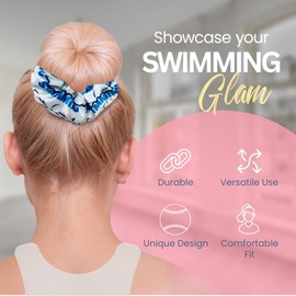 Swim Scrunchie, Swimming Hair Accessories, No Crease Runner Premium Velvet Elastics, Gift for Swimmers, Swim Team