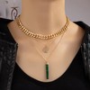 YERTTER Punk Layered Chunky Choker Green Bar Pendant Necklace Gold