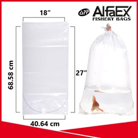 AlfaEx Fishery Bags, 18" x 27" Leak Proof, Rounded Bottom, Clear Plastic Fish Bags for Tropical & Marine Fish Watertight Transport, 250 Gauge. (Pack of 25)