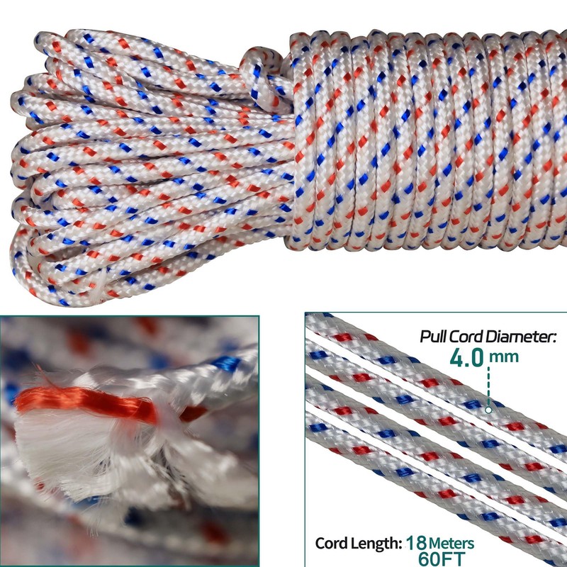 60 FT High Strength Recoil Starter Pulls + Rope Cord,