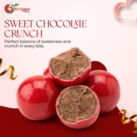 NY Spice Shop Valentine Red Shimmer Sixlets Candy - 1 Pound Chocolate Candy Red Balls for Sweet Treats and Dessert Toppings - Chocolate Sixlets for Baking, Cake, Ice Cream, Party Snack, and Gift Bag