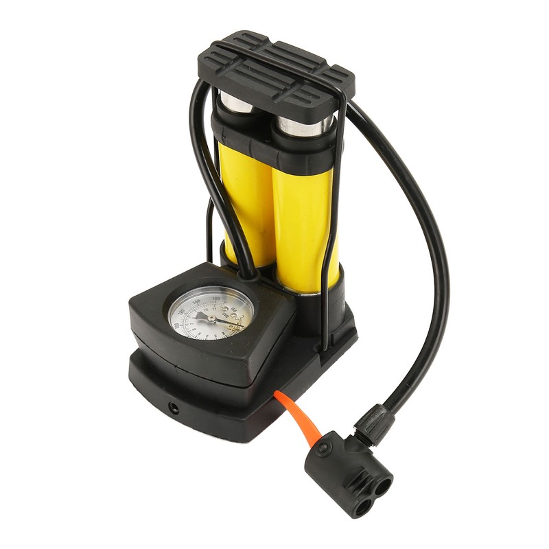 Double Barrel Foot Pump Fast Efficient Multifunction Portable Bike Floor