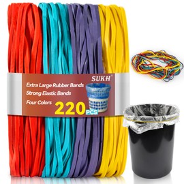 Sukh 220PCS Large Rubber Bands Heavy Duty - 7 Inches Extra Large Rubber Bands for Home Kitchen Office Huge Size Good Elasticity Jumbo 4 Colors, Ideal for Organizing Files, Newspaper, Express Box
