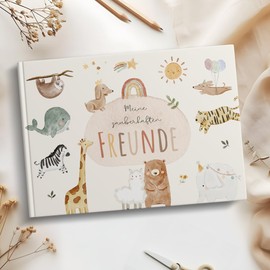 MeinBaby123® Friendship Book for Children, Friendship Book, Nursery Friendship Book, Friendship Book School, Friendship Book for Children, Friendship Album, Gift for Children - Boho Animals Album