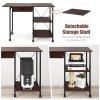 Costway Rolling Computer Desk Folding Writing Office Desk w/ Storage