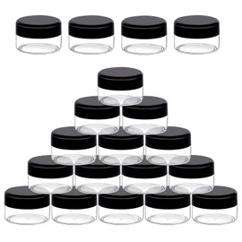 Tanstic 20Pcs Plastic Cosmetic Containers with Lid, Clear Round Pot Jars Leak Proof Round Container for Makeup, Cream, Lotion, Eye Shadow, Liquid Sample (20ml/0.7 oz)