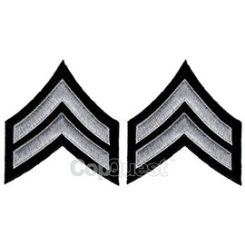 Uniform Chevrons - Medium Grey on Black - 3-inch Wide - Corporal - Pair