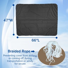 Boat T-Top Shade Canvas Cover - Center Console Bimini Shade Top for T-Top Boats, Marine-Grade 600D Waterproof UV Resistant Fabric (66" L x 47" W-Black)