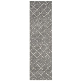 Safavieh Arizona Shag Collection ASG743D Moroccan Diamond 1.6-inch Thick Runner, 2'3" x 10' , Grey / Ivory