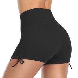VUTRU Women's Swimming Shorts Short High Waist Swimming Trunks Quick Drying Swimming Shorts Yoga Pants Yoga Leggings, black