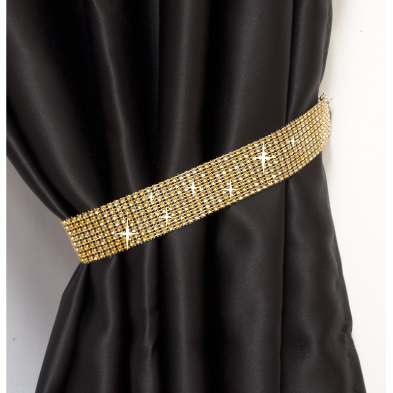 Pair Of Diamante Crystal Tie Backs (Gold)