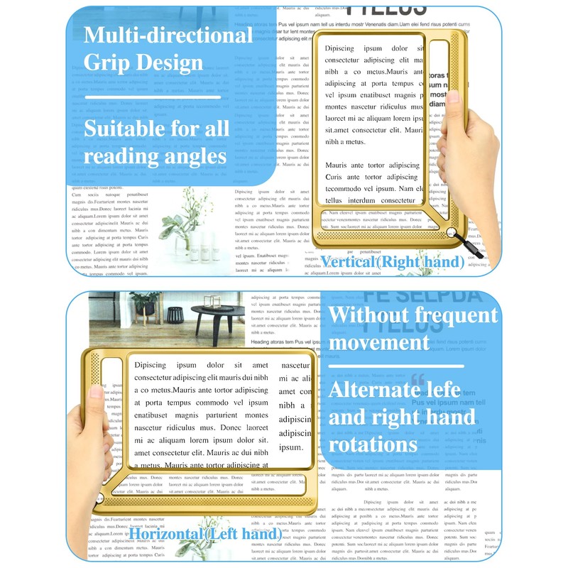 Tobegiga 4X Full Page Magnifying Glass for Reading, Lightweight Rectangular