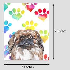 Pekingese Dog Greeting Card, Card for Wife Husband Boyfriend Girlfriend Dog Mom Dad, Card for Him Her Friend Brother Sister, Watercolor Cards with Envelopes, Sympathy Card Loss of Dog, Cute Dog Card