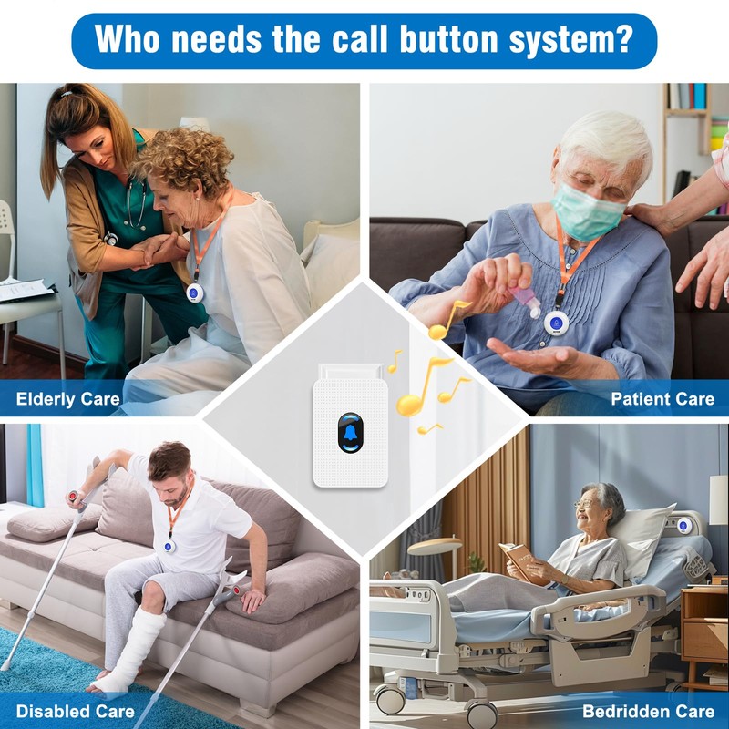 Wireless Caregiver Pager Alert System SOS Emergency Call Button for