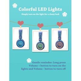 iClever iClever BTH03 Kids Bluetooth Headphones, Colorful LED Lights, 35H Playtime, Bluetooth 5.4, Type C Fast Charging, Safe Volume, Stereo Sound Mic, On Ear Kids Wireless Headphones for iPad Airplane, Blue