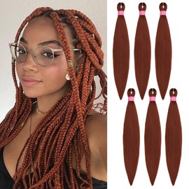 20 Inch 6Pcs/Packs Long Braiding Hair Extensions For Braids Synthetic Yaki Texture Professional Prestretched Braiding Hair For Women (Ginger, 20 inch)