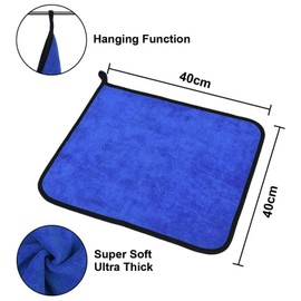 Auronna 800GSM Microfiber Cleaning Cloths 2 Layer - 40 x 40 cm Super Absorbent Cleaning Towel For Household And Car Washing, Drying, Detailing (Pack of 3, Blue/Grey)