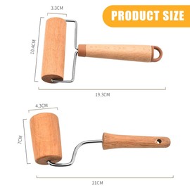 RoxNvm Rolling pin, 2 pieces dough roller, small and medium dough roller, wooden dough roller, suitable for rolling dough by hand, pizza, desserts and dumpling skins (with hanging hole)