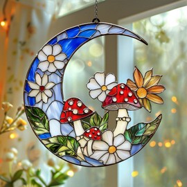 OTAKU KRAFT Mushroom Suncatcher Ornament Gift Sun Catchers Indoor Windown Suncatchers for Windows Hanging Garden Suncatchers Window Decor Outdoor Suncatcher Holiday Custom Gifts