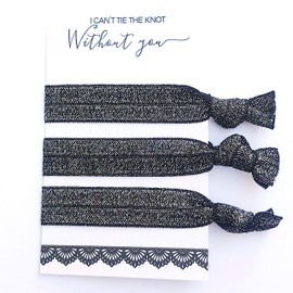 Bachelorette Hair Ties Set No Crease Ribbon Elastics Ouchless Ponytail Holders Hair Bands for Bachelorette Gift Bridesmaid Gift Bride Showers (6 Pack, Glitter White)