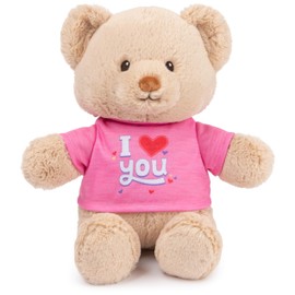 GUND “I Love You” Sustainable Message Bear with Pink T-Shirt, Teddy Bear Made from 100% Recycled Materials for Ages 1 and Up, Tan, 12”
