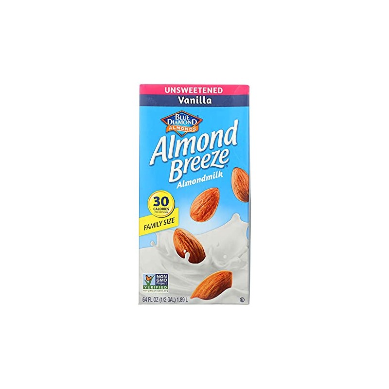 Blue Diamond Almond Breeze Unsweetened Vanilla 64 Oz (Pack of