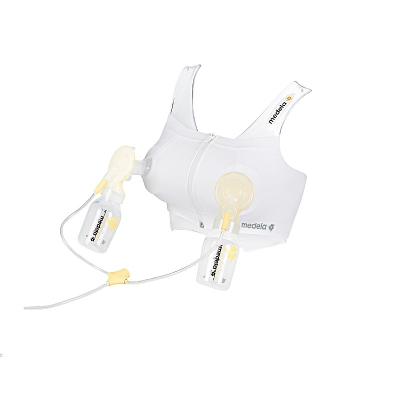 Medela Easy Expression Bustier, Hands-Free Pumping Bra, White, Small