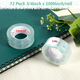 EupHHonycs 72 Rolls Transparent Tape Refills Clear Tape Bulk 3/4 x 1000 Inches Strong Sticky Office Tapes for Dispenser, Office, School, Home