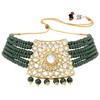 Aheli Trendy Gold Plated Green Kundan Pearl Gargantilla Collar con