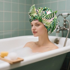 Flomiara Duschhaube, wasserdicht, wiederverwendbar, für Damen und Mädchen, elastisches Band, verstellbare Haarkappen für Bad, Hautpflege, Reinigung, Make-up, weich, einfach zu bedienen, Haarkappe für